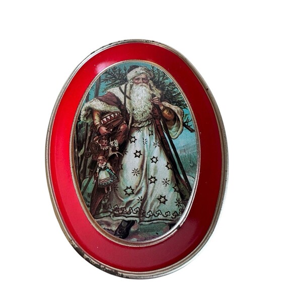 Vintage Christmas Tin Tray Victorian Old World Santa - Picture 10 of 11